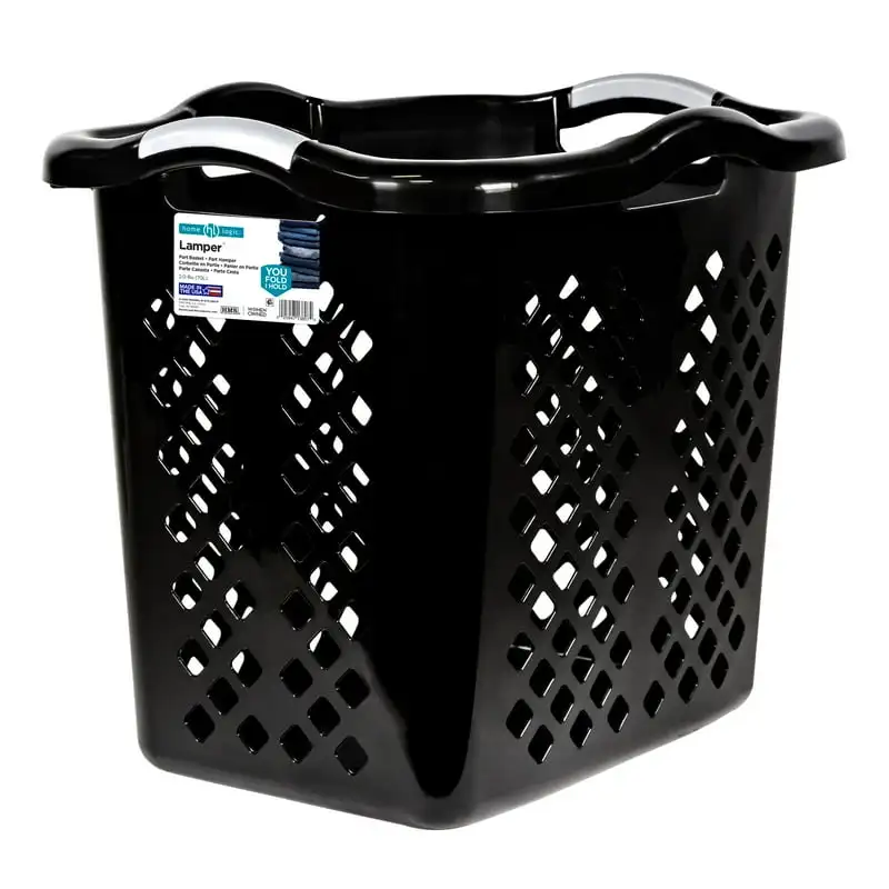 

Bushel Lamper Plastic Laundry Basket with Silver Handles, Black Plastic clothes basket Pants hanger סל כביסה Room storage