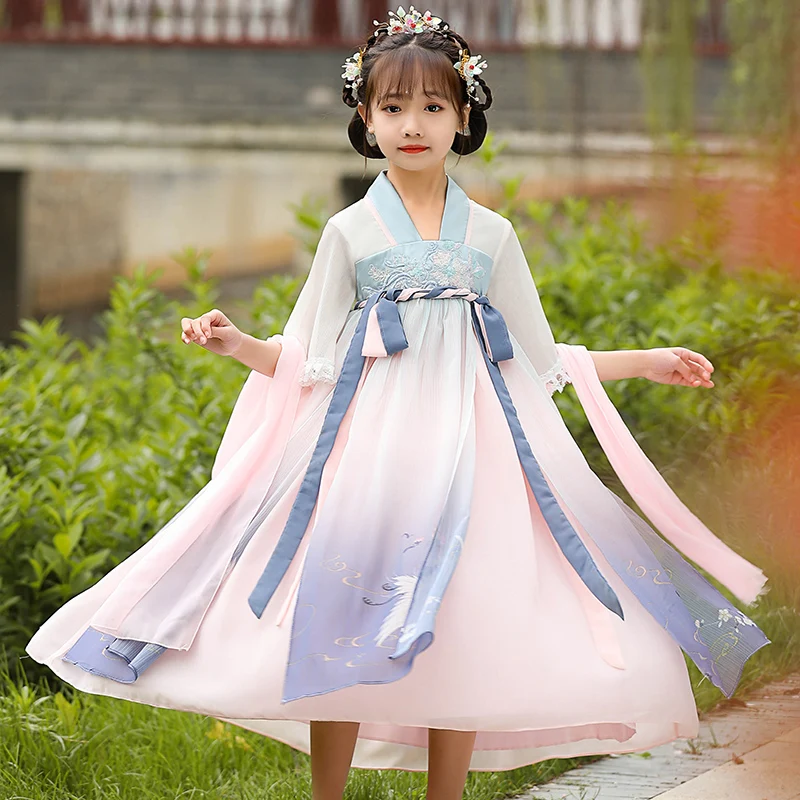 

Summer New Version of The Gentle Wind Hanfu,Tang Suit,Performance Dress,Princess Dresses,Embroidery Dress,Spring Skirt,Children