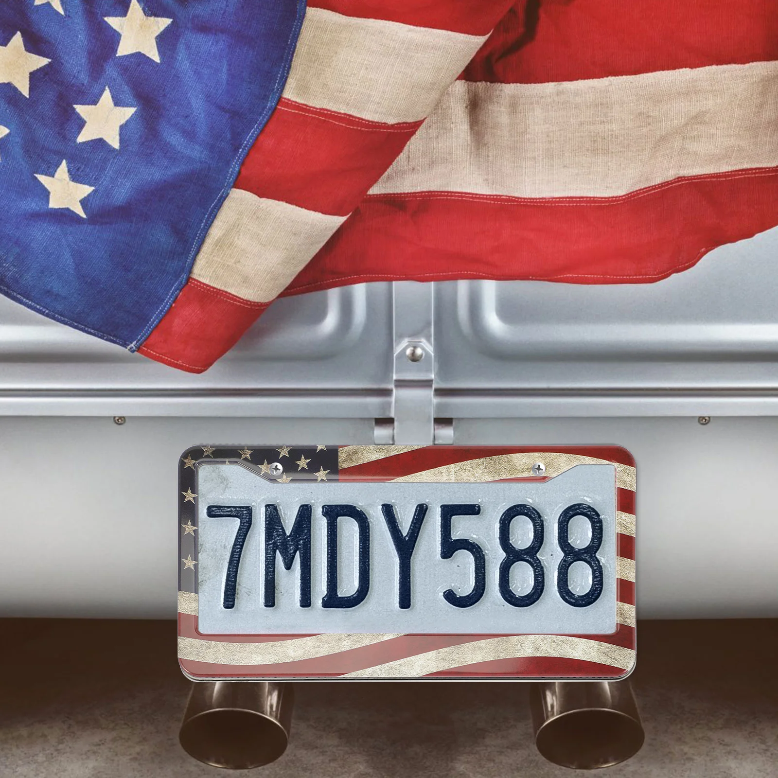 

Car License Plate Frame American Flag License Plate Cover Retro License Frame