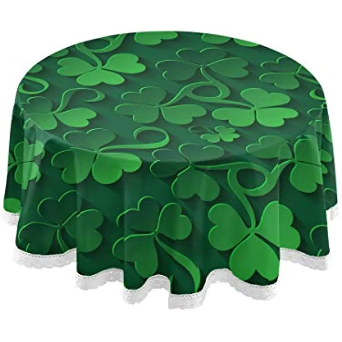 

Красивая круглая скатерть Shamrock, клевер, листья, зеленая скатерть, полиэстер, моющаяся, День Святого Патрика, кружевная скатерть