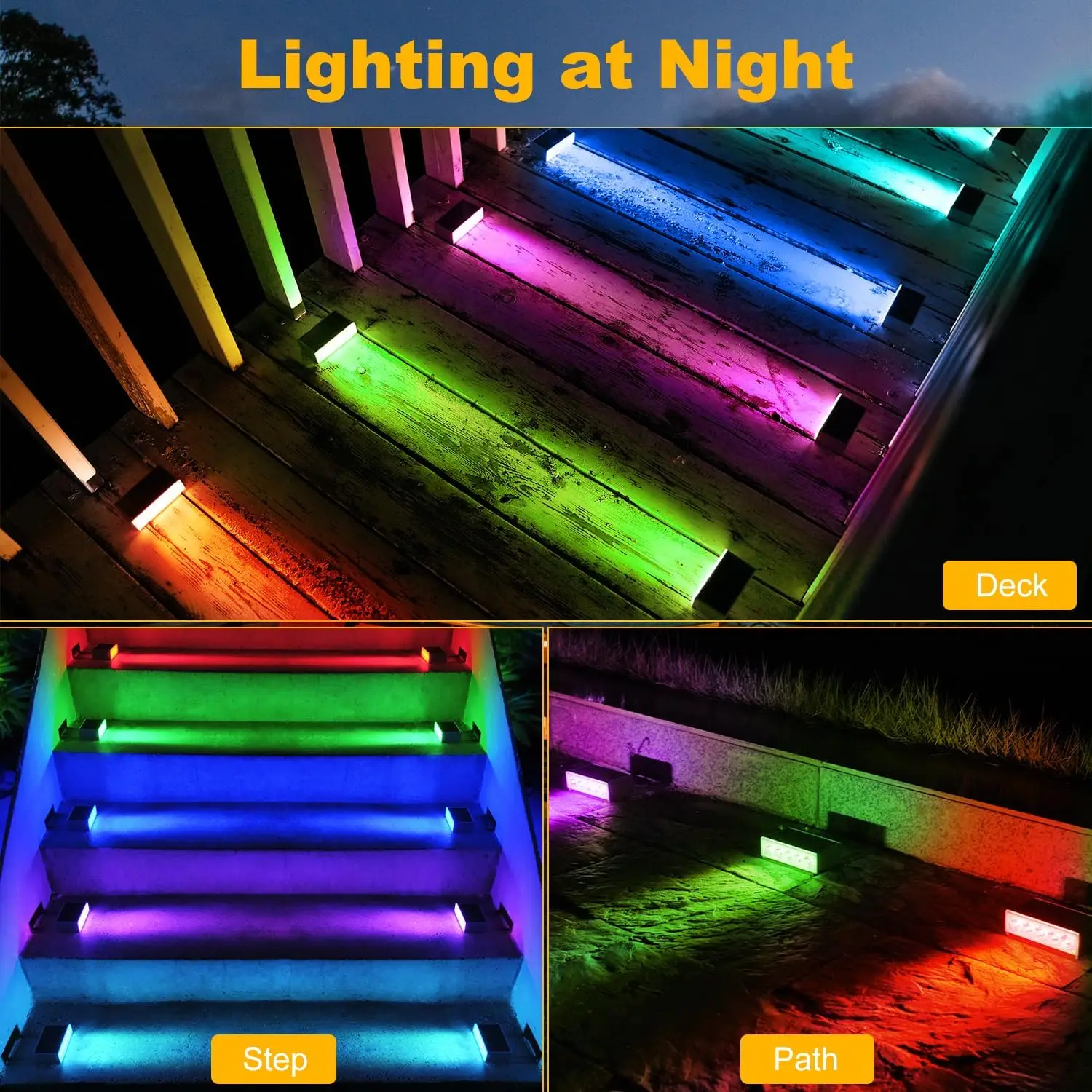 4/6 шт. RGB солнечный светильник для лестницы наружного декора ступенчатого забора