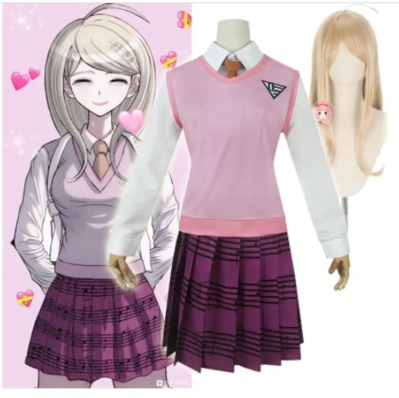 

Косплей Аниме Danganronpa костюмы Kaede Akamatsu школьная форма JK розовое платье полный комплект для девочек