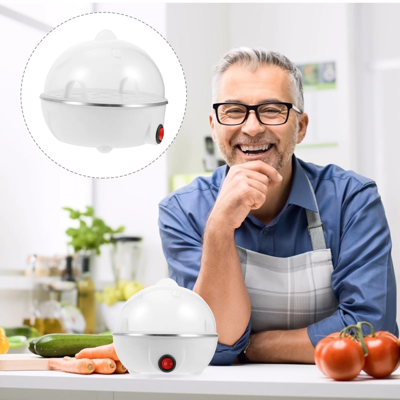 

Single Layer Egg Steamer 7 Eggs Automatic Power Off Egg Steamer (US Plug)