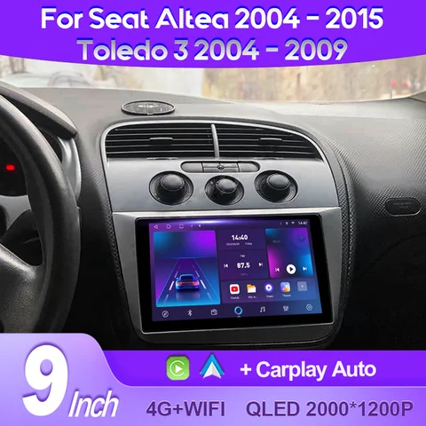 QSZN для Seat Altea 5P 2004 - 2015 Toledo III 3 2004 - 2009 2K QLED Android 13 автомобильный радиоприемник мультимедийный видеоплеер GPS 4G CarPlay