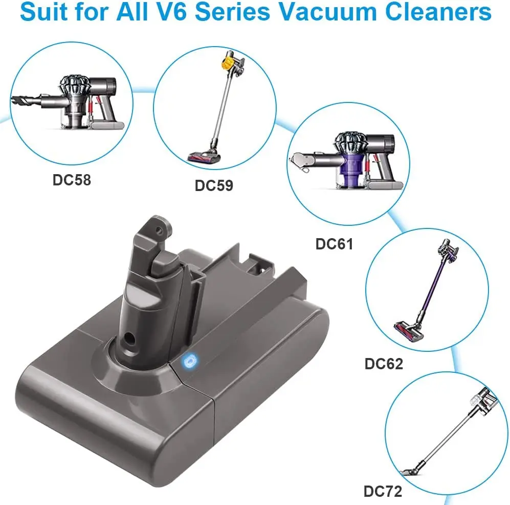 Литиевая батарея 21 6 в 4 Ач для пылесоса Dyson DC62 DC59 DC58 SV03 SV04 SV09 V6 Animal Motorhead Absolute |