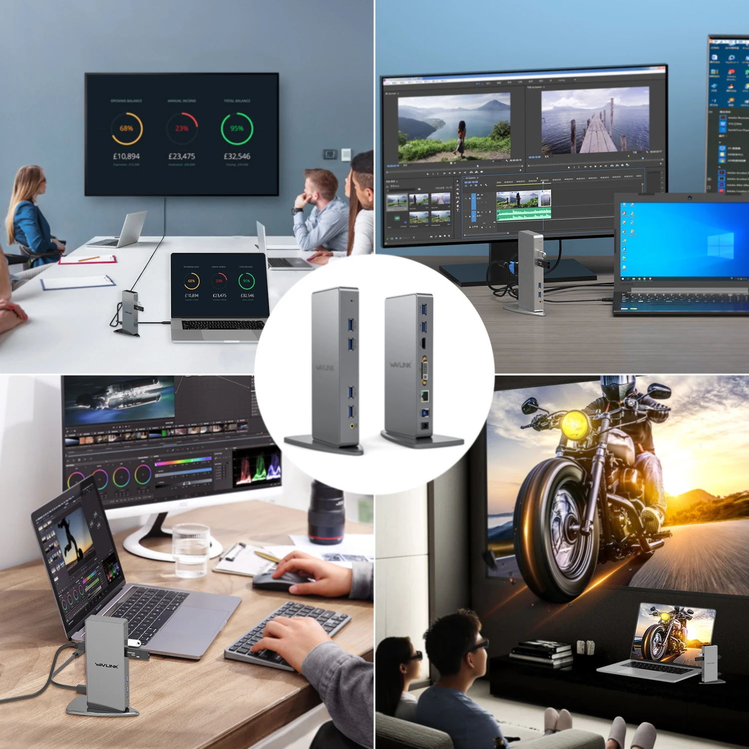 Универсальная док-станция Full HD 2048x1152 USB 3 0 + RJ45/DVI/HDMI/VGA/MIC/аудио порт DisplayLink Gigabit Ethernet