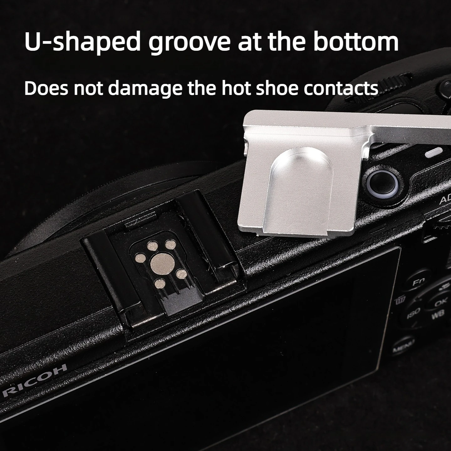 Фото Металлический портативный кронштейн-держатель для камеры Ricoh GR4 GRIV с подставкой для большого пальца (Hot Shoe Thumbs Up Grip) №2