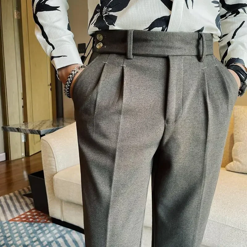 Осень-зима деловые брюки 2024 мужские корейские модные повседневные толстые