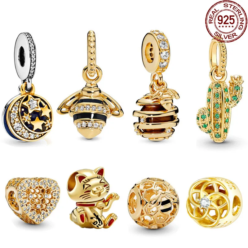 

Hot Sale 925 Sterling Silver Lucky Cat Bee Beads Fit Original Pandora Bracelet Necklace DIY Women's Exquisite Fashion Gifts