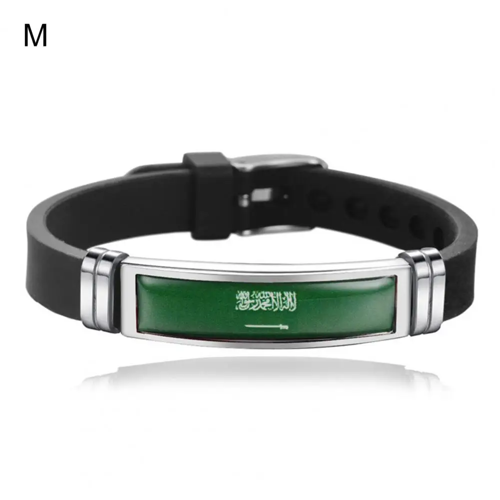 

Commemorative Stainless Steel Souvenir Gift Competition World Flag Silicone Wristband Bangle Silicone Wristband for Fans