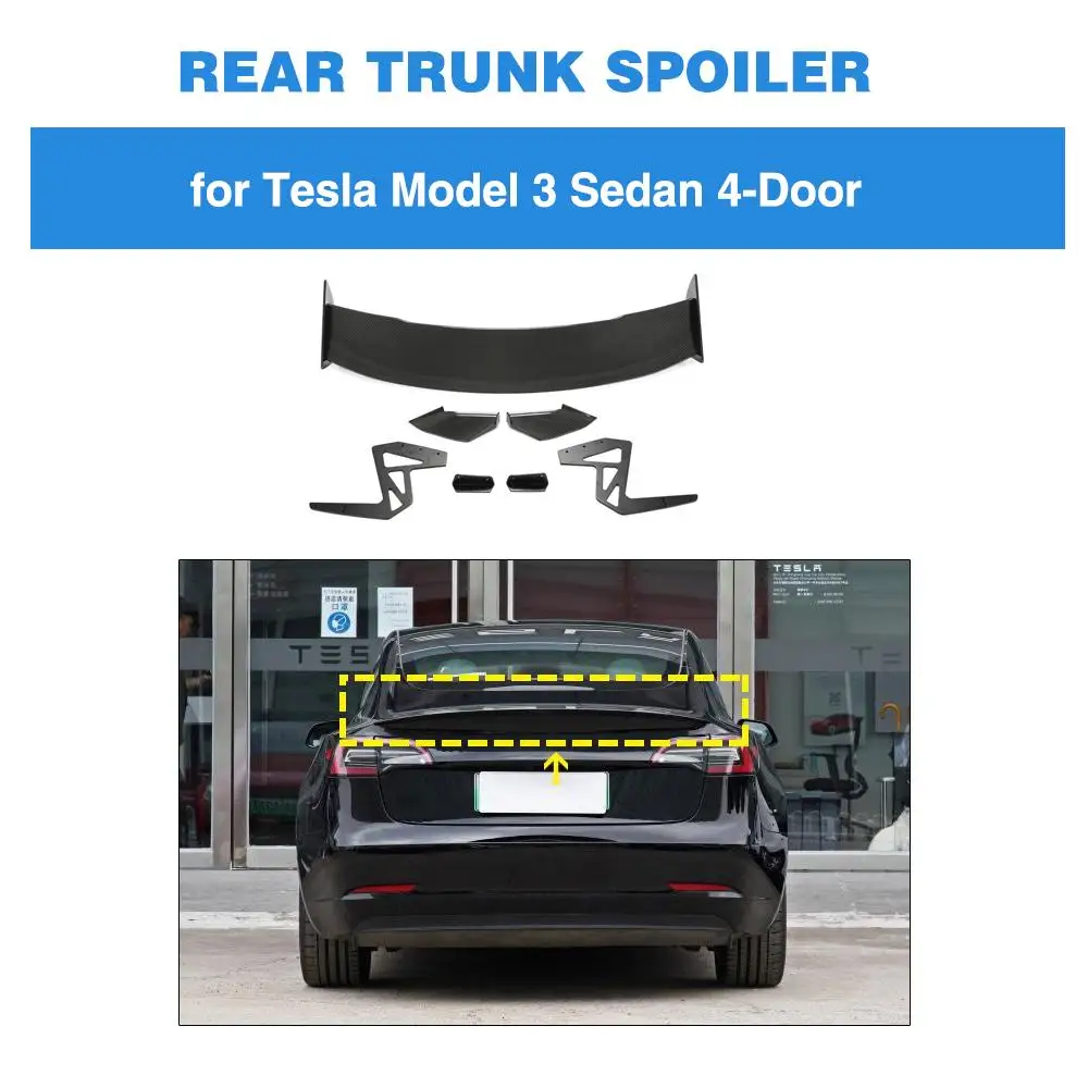 

Dry Carbon Rear Trunk Boot Lip Wing Spoiler for Tesla Model 3 2016 2017 2018 2019 2020 Rear Spoiler