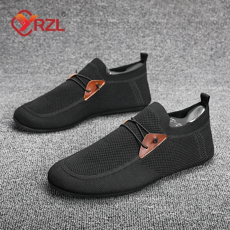 YRZL Mesh Loafers Men Driving Moccasins Thin Bottom Flats Walking Shoes Breathable Non Slip Casual on Mens
