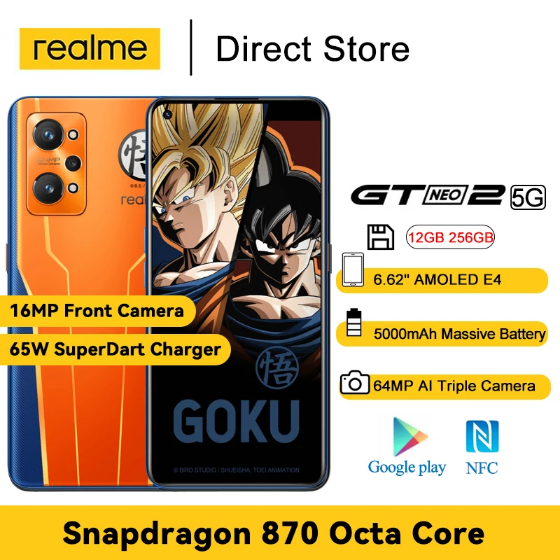  Смартфон Realme GT Neo 2, 6,62 дюйма, 64 мп, 65 Вт, NFC