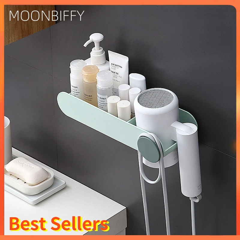 

Wall-Mounted Storage Racks No Trace Stickers Suction Hair Dryer Holder Comb Stand Bathroom Supplies Bracket Standing Fixed Frame