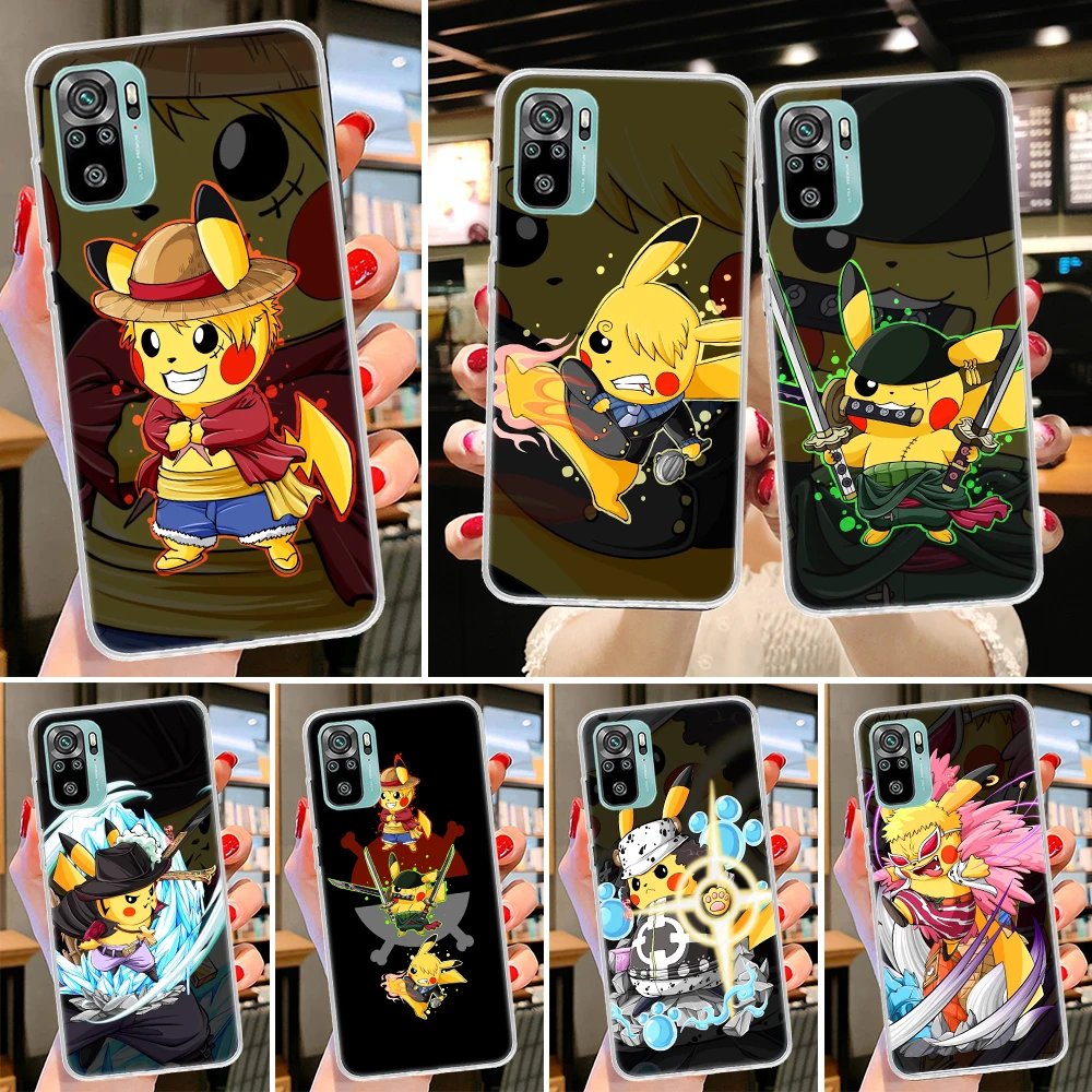 

Pokemon Pikachu One Piece Phone Case For Xiaomi Redmi Note 10 11 9 8 10S 11S 11T 11E Pro 9T 9S 8T 7 6 5 5A 4 5G Max Cover Coque