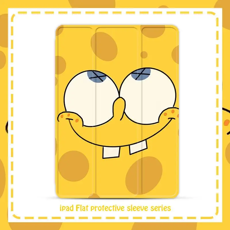 

Kawaii Spongebob Squarepants 2023 New Apple Air4/3/2 Tablet Ipad Protector Pro11 with Pen Slot 5/6 Anti Drop