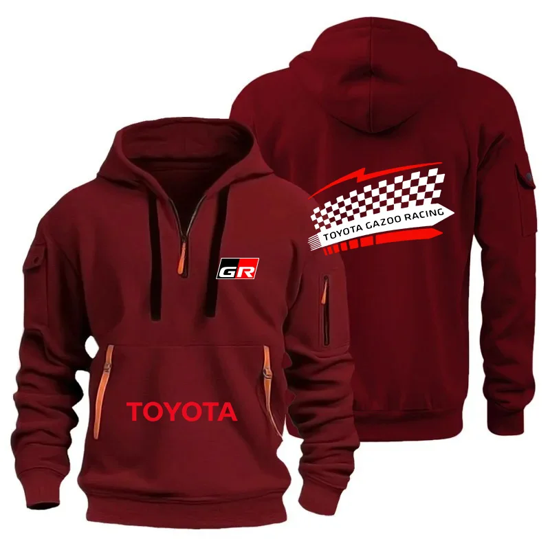 Фото Спортивная толстовка унисекс Toyota Gazoo Racing с короткой молнией, весна/осень 2026, с множеством карманов, для мужчин и женщин №3