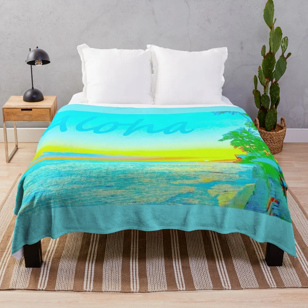 Leahi Park Sunset Aloha (Zoom) пледы тонкие мягкие плюшевые клетчатые красивые одеяла на