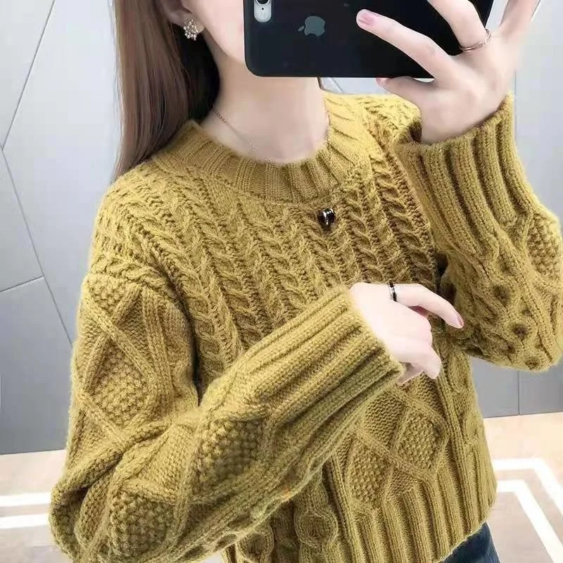 

Long Sleeved Korean Soft Sweater Fashion Pullover Autumn 2022 New Women's Loose Vintage Harajuku Western Style Round Collar