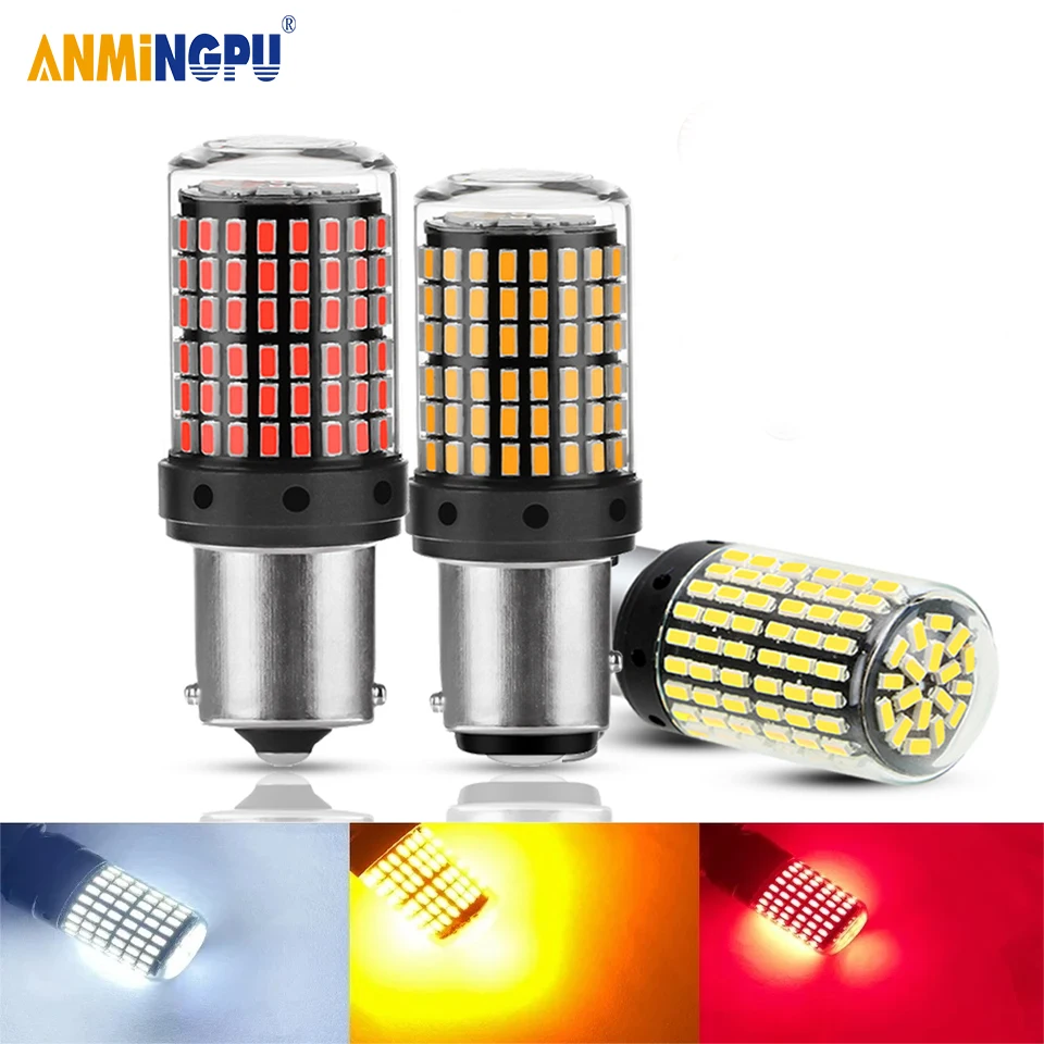 ANMINGPU 2 шт. 1156 BA15S P21W BAU15S PY21W T20 7443 W21/5W 1157 BAY15D Светодиодные лампы 144smd Canbus Лампа заднего
