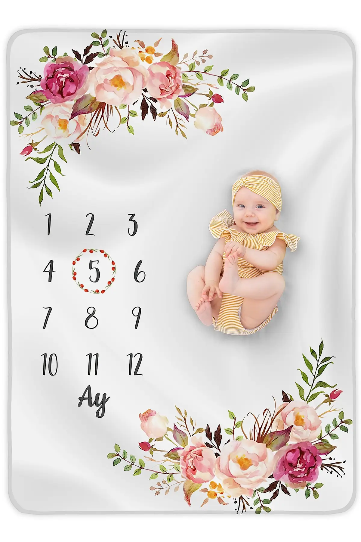 Baby memory blanket, newborn monthly concept photo shooting blanket 150x cm, gift Polyester red