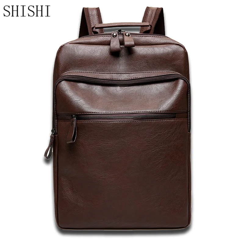 Fashion Large Capacity Man Backpacks Waterproof Pu Leather Travel Bag Teenager Male Backpack Laptop Multifunction Bag