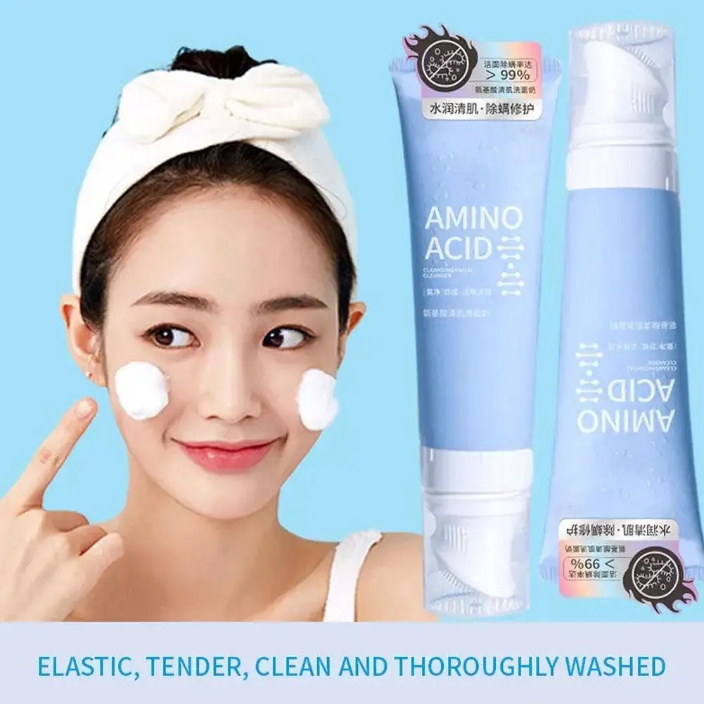 

120ml Amino Acid Foaming Deep Cleansing Face Cleanser Whitening Anti Massage Moisturizing Care Care Cleanser Aging remover W7M1