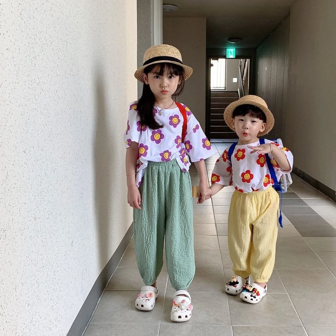 Summer Toddler Baby New Loose Fashion Ankle-length Trousers Boy And Girl Sweatpants Solid Cotton Mosquito Pants enlarge
