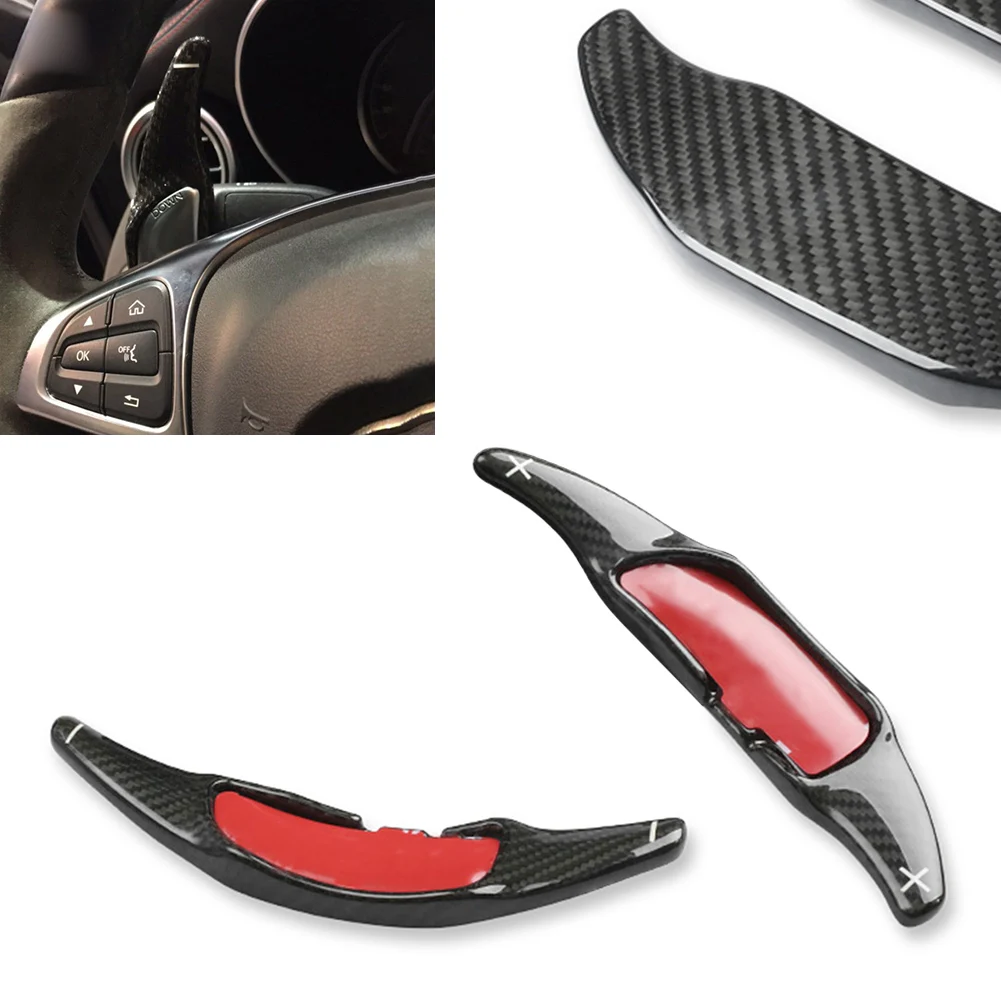 

Carbon Fiber Car Steering Wheel Shift Paddle Gear Shifter 2Pcs For Mercedez Benz A45 C63 E63 S65 AMG CLA45 CLS63 GLC GLS63 GLS63