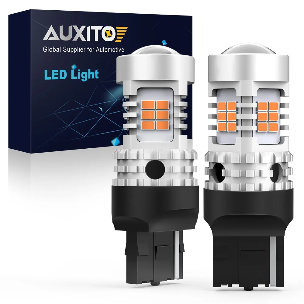 

AUXITO 2 шт. 7440 W21W WY21W Светодиодный указатель поворота Янтарный 7440NA T20 Светодиодная лампа-индикатор CANBUS Бесплатно без гипервспышки 12 В