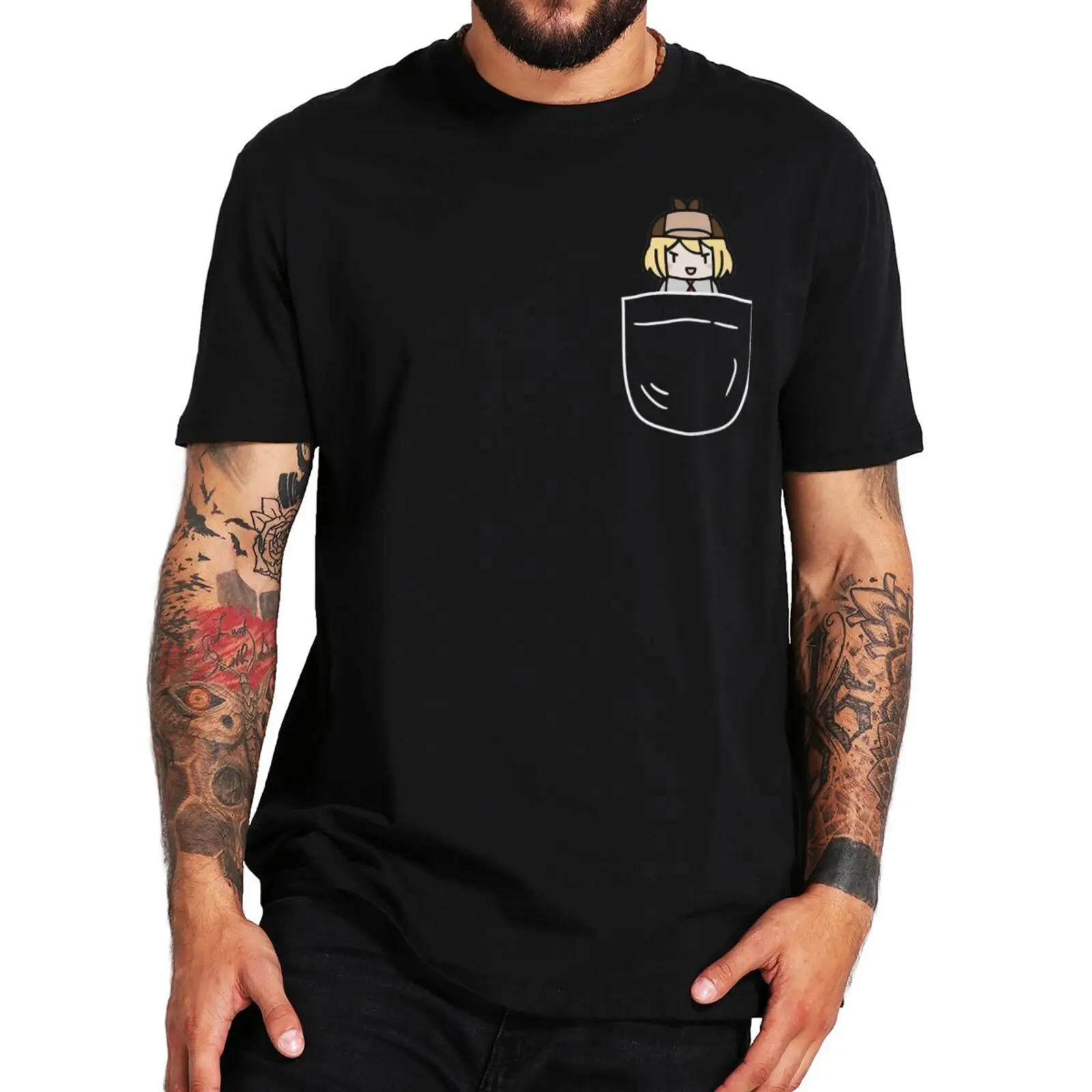 Smol Ame Pocket Mad Classic T-Shirt Amelia Watson Fans Art Design T Shirt 100% Cotton Summer Basic Premium Tee Tops EU Size