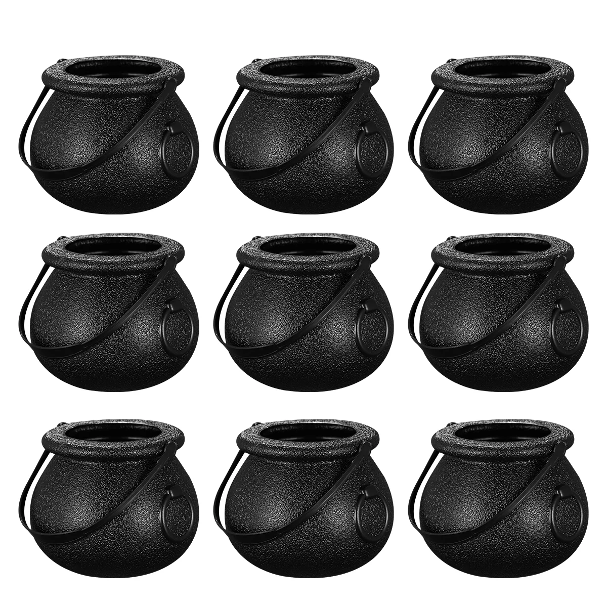 

BESTOYARD 10pcs 5x7cm Halloween Candy Bucket Witch's Cauldron Trick or Treat Candy Pail Holder (Black)