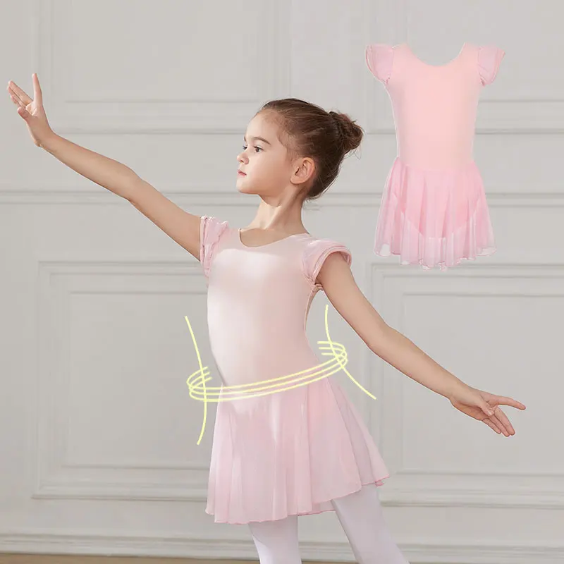 AOQUNFS Girls Ballet Dress Dance Leotards Tutu Ballet Kids Gymnastics Leotard Double Sleeve Ballet Ballerina Training Costumes