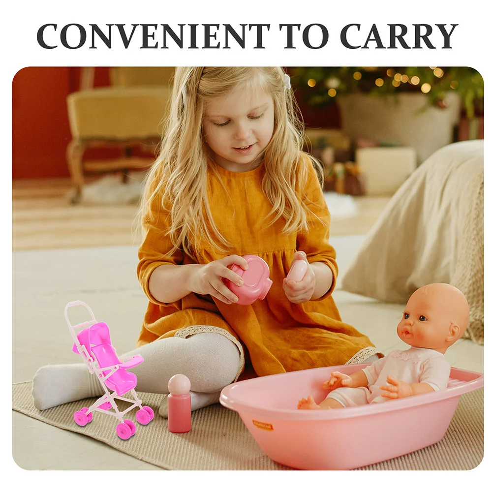 4 шт. коляска для девочек игрушка малышей декор кукольного домика кукол складной