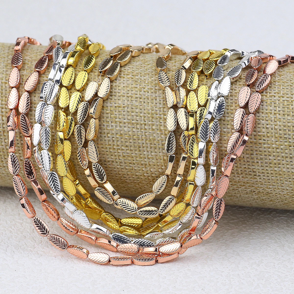 Золотой цвет лист гематит бусина натуральный камень разделитель свободные