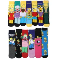fashion the simpsons men socks cartoon trend personality skateboard women socks anime middle tube cotton couple unisex socks