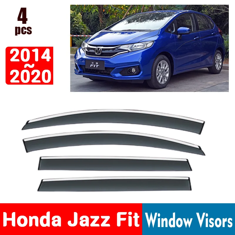 FOR Honda Jazz Fit 2014-2020 Window Visors Rain Guard Windows Rain Cover Deflector Awning Shield Vent Guard Shade Cover Trim