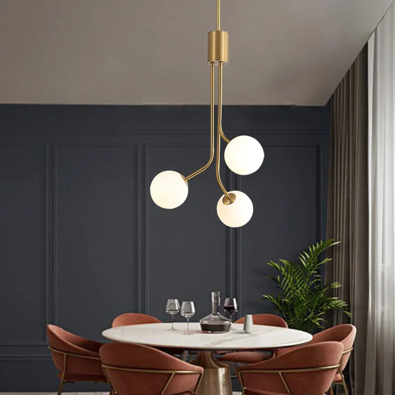 Creative Modern Led Pendant Light Glass Lampshade Lustre Gold Pendant Lamp For Living Room Chandelier Kitchen Dining Room Lights