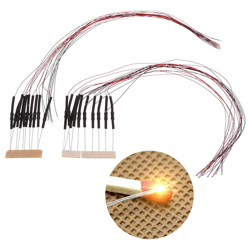 

10Pcs 20cm T0603wm Pre-soldered Micro 0.1mm Copper Wired White Smd Led 0603 SMD LED Lamp With Resistance Wire