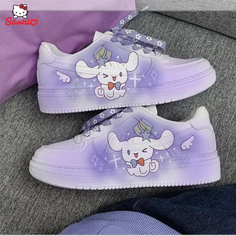 

Кавайная Милая недорогая Спортивная повседневная обувь Sanrio для девушек, универсальные маленькие белые туфли, универсальные студенческие кроссовки, подарок