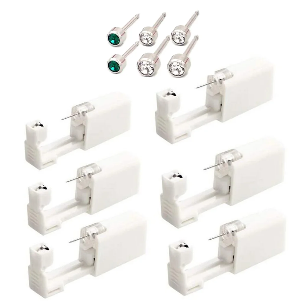 

6Pcs Disposable Sterile Ear Piercing Gun with Ear Studs Piercer Tool Piercer Tool Machine Kit For Girls Beauty Tool
