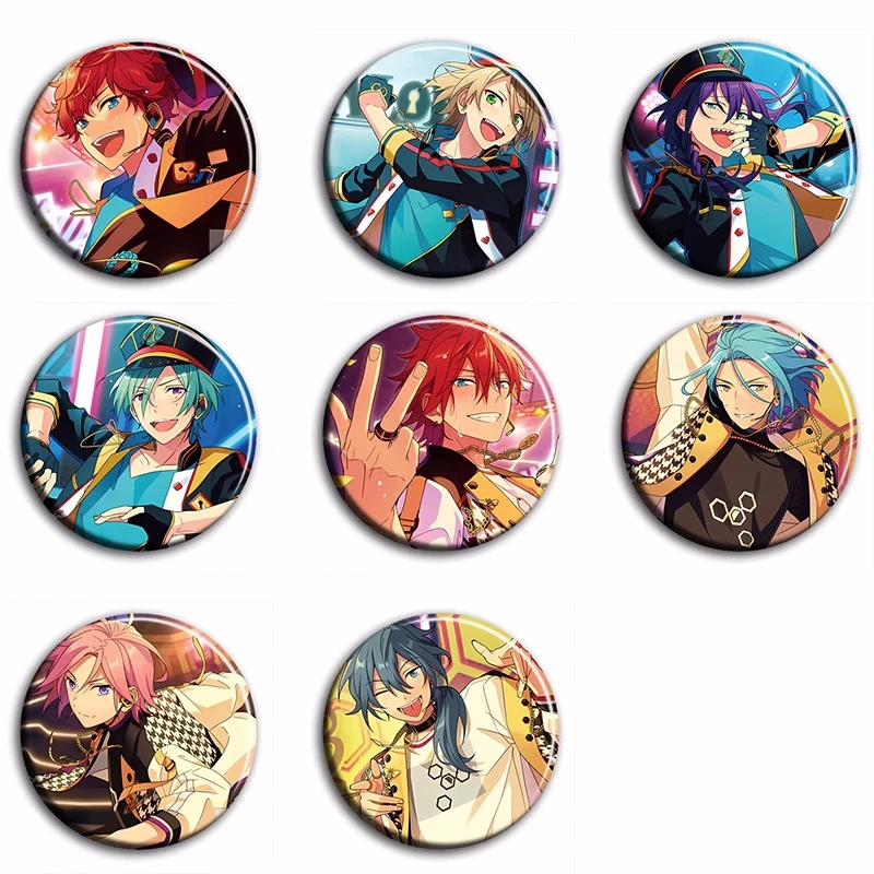 

8pcs/1lot Anime Ensemble Stars hakaze kaoru Otogari Adonis Figure 6064 Badges Round Brooch Pin Gifts Kids Toy