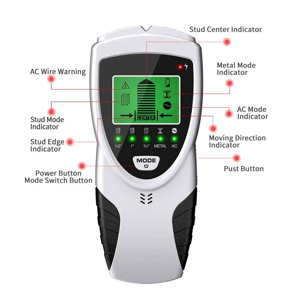 

Stud Finder Wall Scanner 5 In 1 Electronic Stud Sensor Locator Wood Beam Joist Finders Wall Detector Edge Center LCD Display