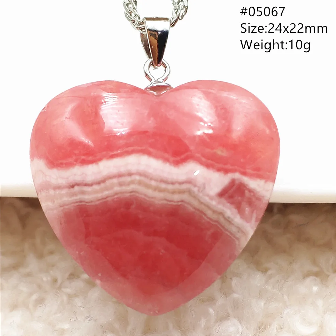 

Natural Rose Red Rhodochrosite Pendant Necklace Heart Beads 925 Sterling Silver Red Rhodochrosite Necklace Women Men AAAAA