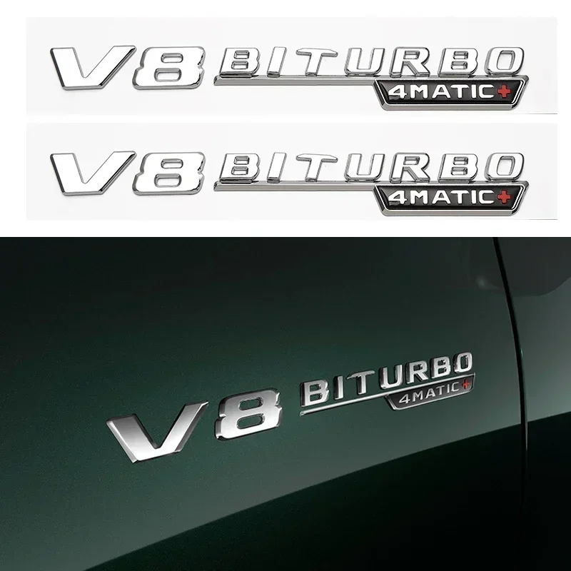 Подходит для Mercedes Benz Tailsticker V12BITURBO значок на крыло V8 BITURBO Twin-TURBO ABS Letter 4matic + TURBO Label black