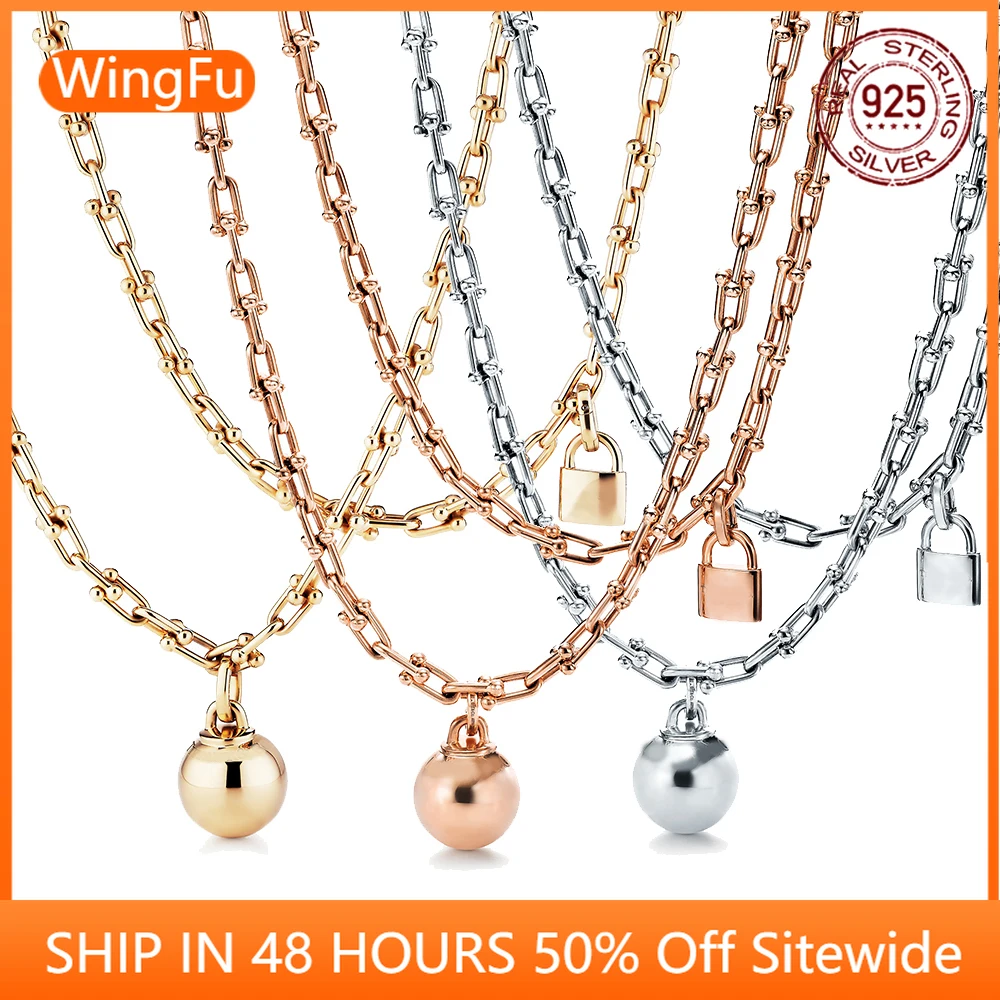 

Classic 925 Sterling Silver Ball Lock Necklace Female Charm Pendant Fashion Jewelry Gift Party Essentials