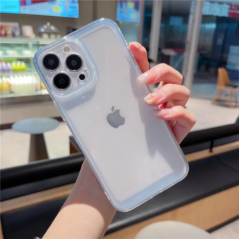 Ультратонкий Прозрачный мягкий чехол для телефона iPhone 13 14 15 Pro Max XS XR X Plus