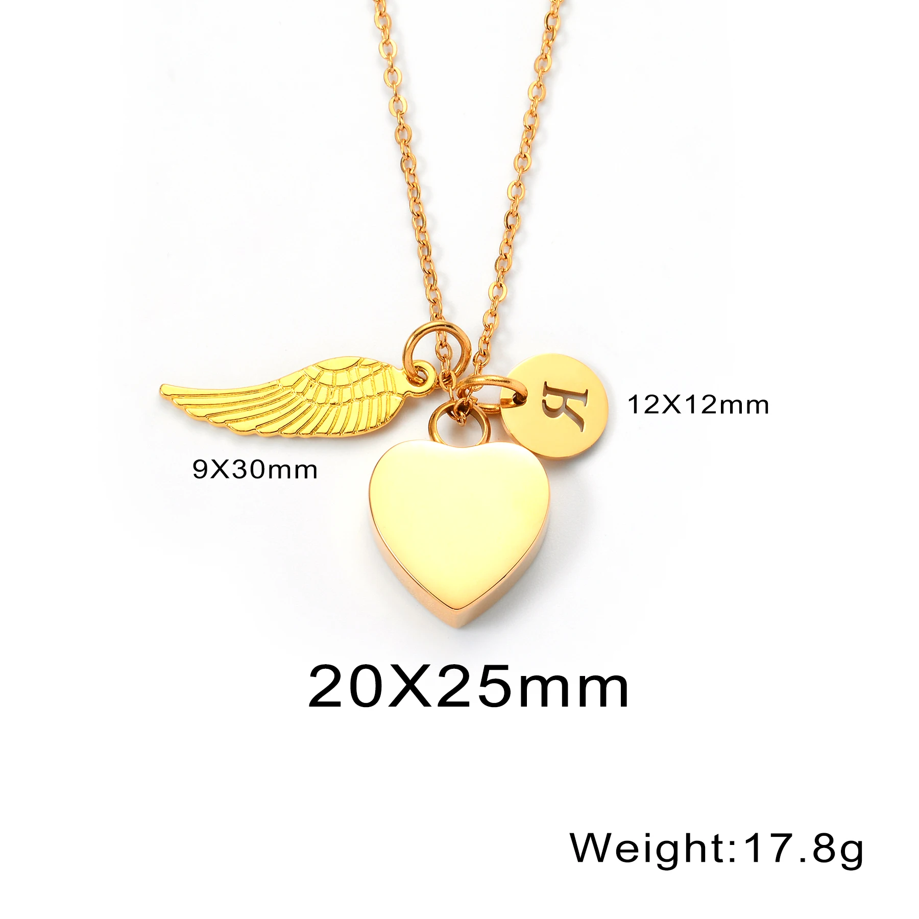 Personalized Stainless Steel Heart Urn Necklace for Ashes Jewelry with 26 Letter Initial Charm Waterproof Memorial
