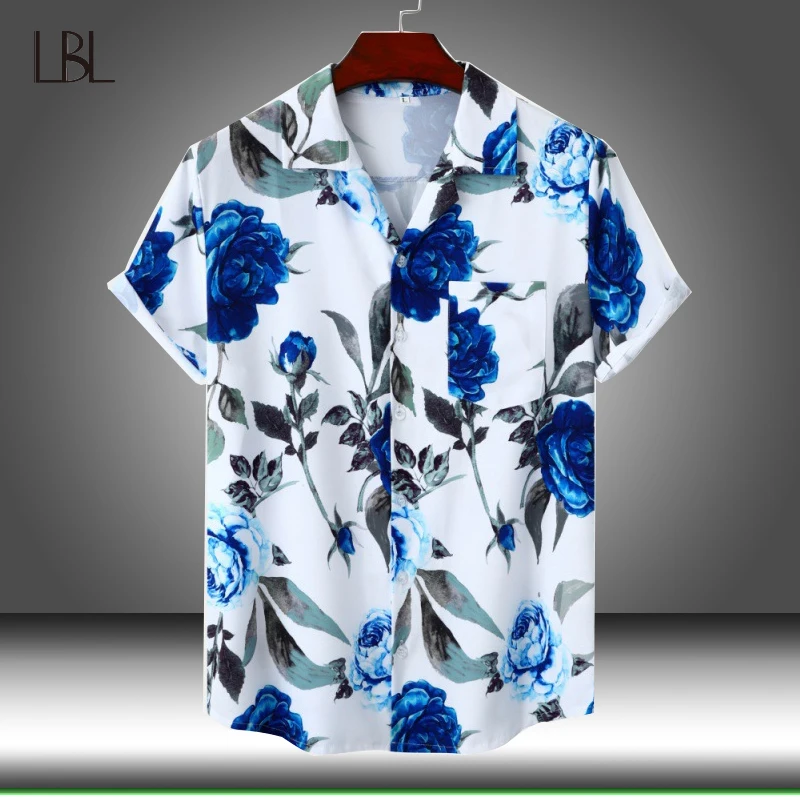 

2023 New Flower Shirt Hawaiian Shirt Men Clothes Loose Breathable Men's Shirts Summer Male Shirt Street Casual Short Sleeve Tops
