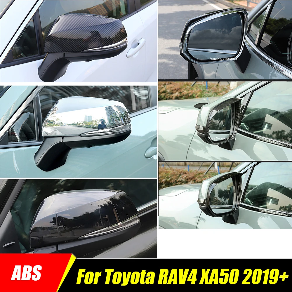 

Хромированный/черный/углеродный для Toyota RAV4 RAV 4 XA50 2019-2023 полоса для бокового зеркала заднего вида автомобиля/Накладка от дождя, аксессуары для отделки